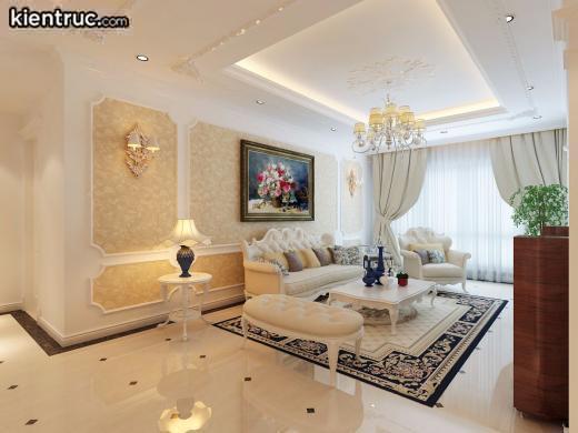 Phòng khách với phong cách tân cổ điển giúp không gian thêm phần  rộng rãi, thông thoáng