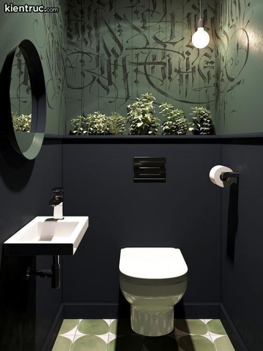 Mang cây cảnh vào thiết kế phòng tắm đẹp hiện đại.