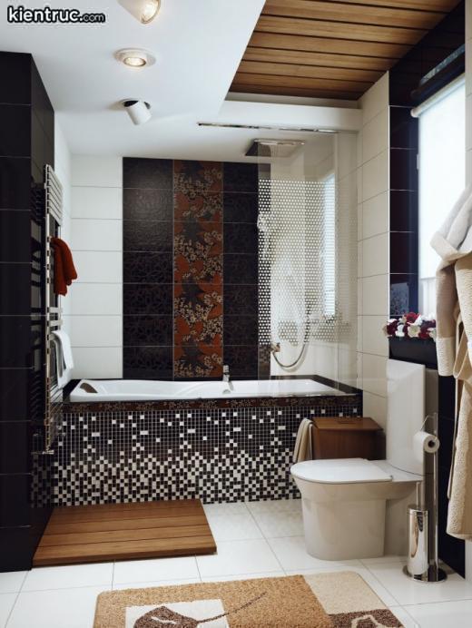  Trang trí nhà vệ sinh đẹp nhờ ốp gạch họa tiết.