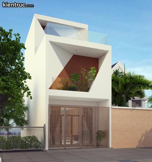 Một mẫu thiết kế nhà phố mặt tiền 6m bằng các tạo hình khối đơn giản