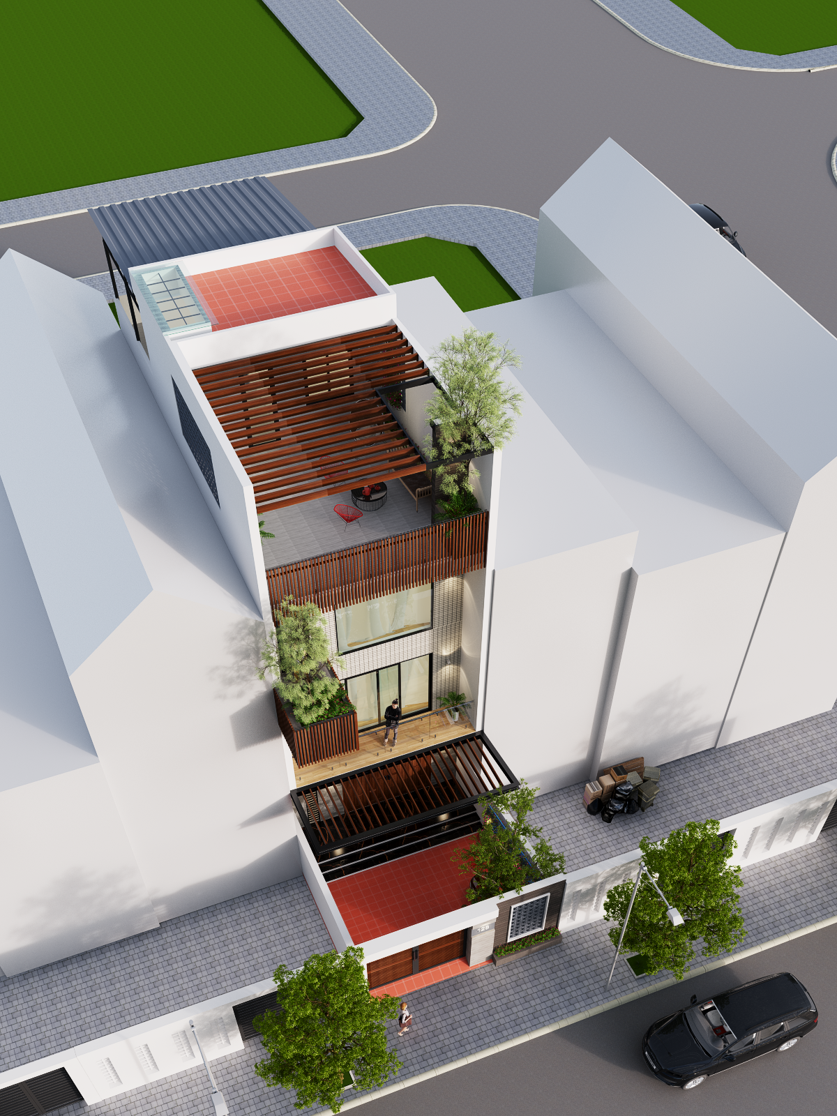 thiết kế Nhà Mặt Phố 4 tầng tại Hà Nội Banconi House 3 1550809340