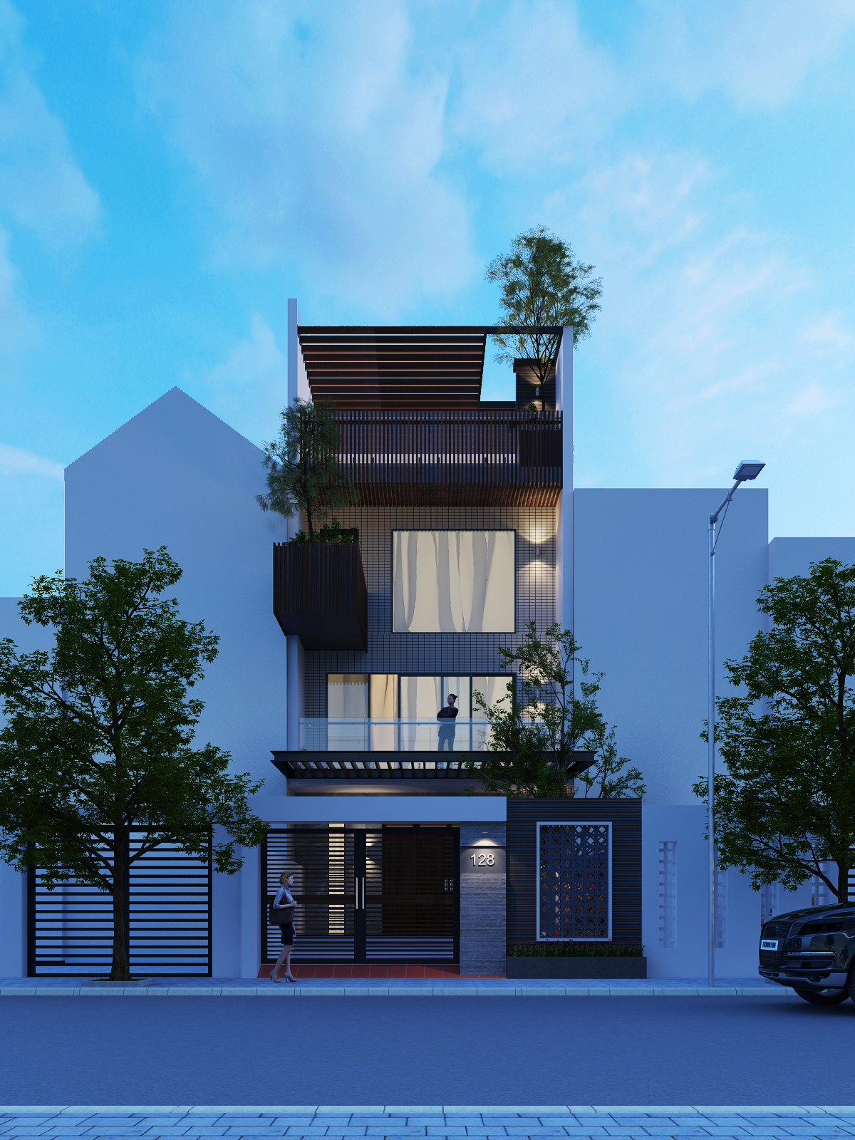 thiết kế Nhà Mặt Phố 4 tầng tại Hà Nội Banconi House 4 1550809314