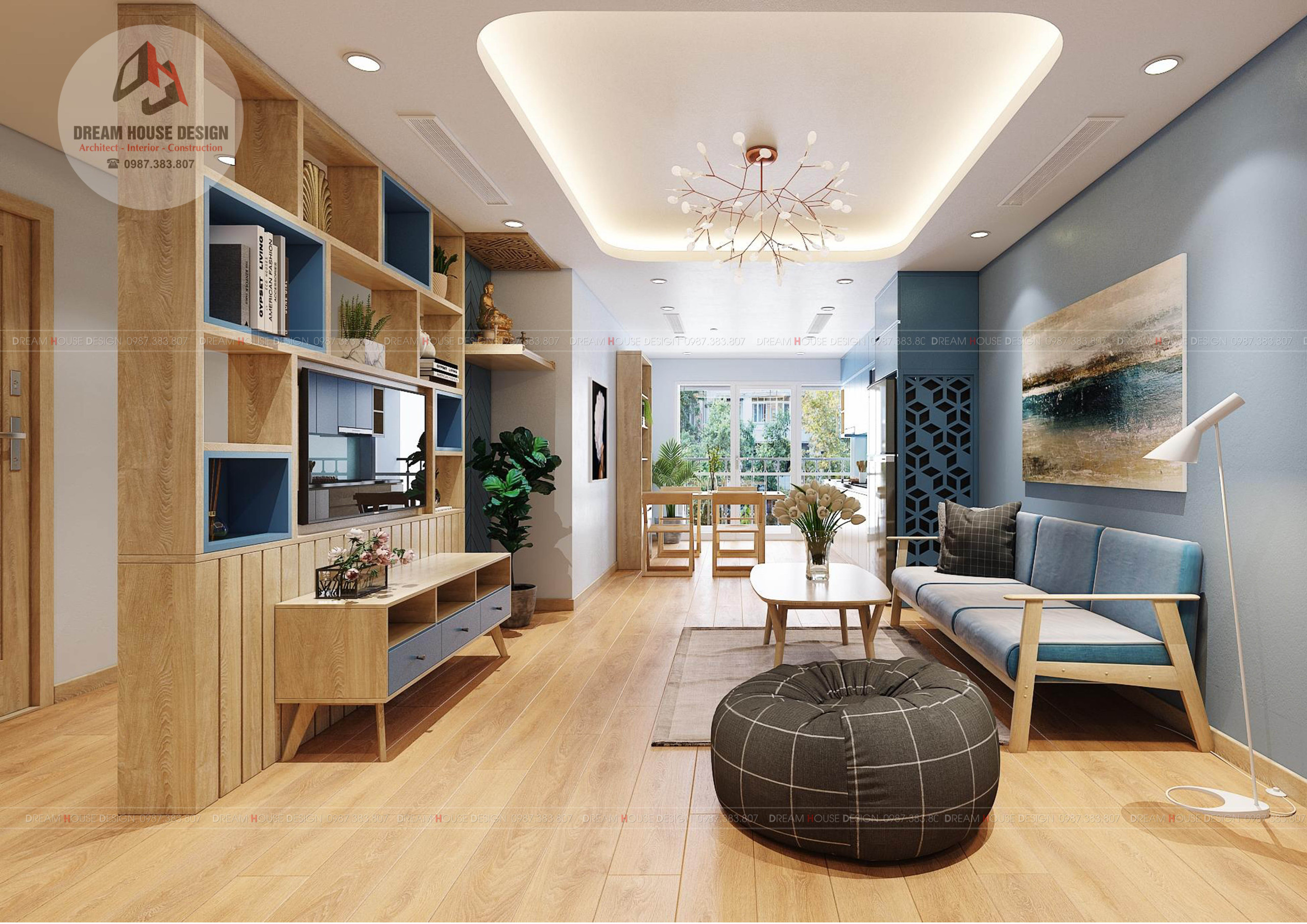 thiết kế nội thất chung cư tại Hà Nội BLUE APARTMENT 2 1558066596