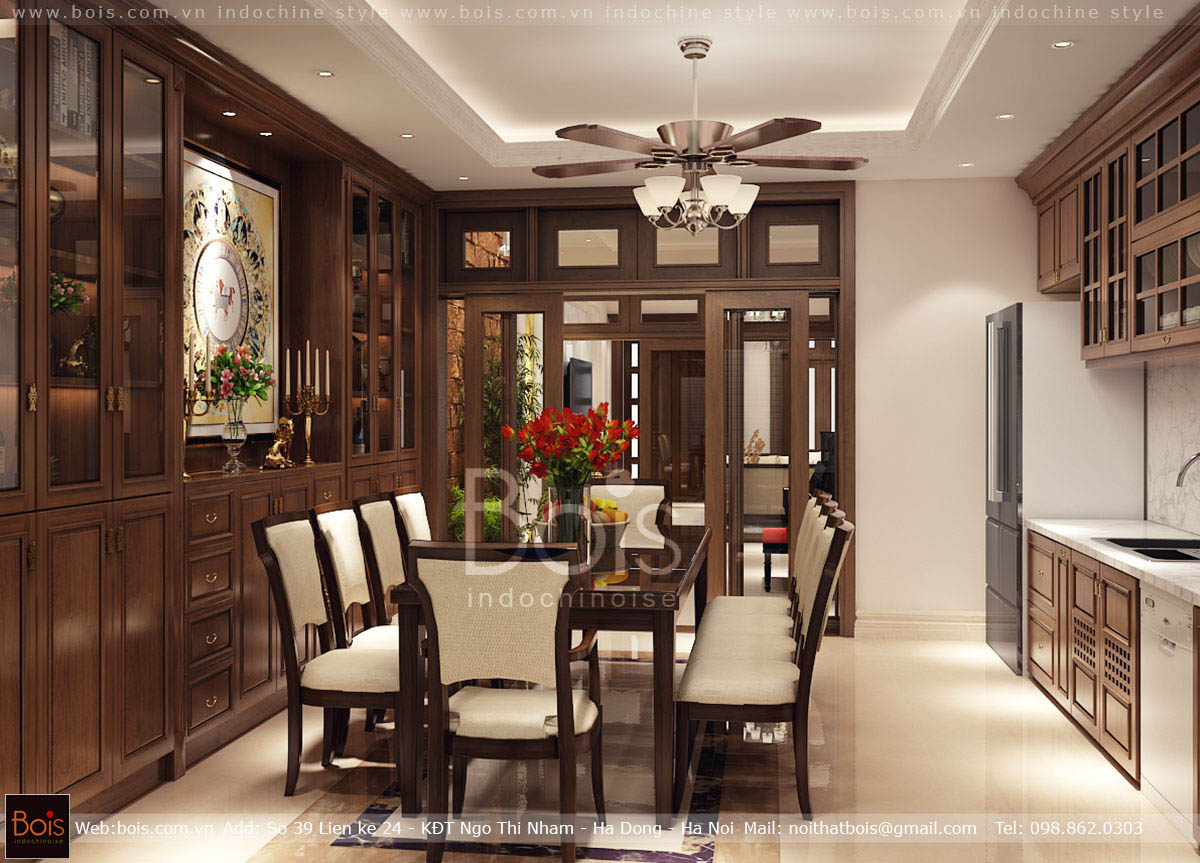 Thiết kế nội thất Biệt Thự tại Hà Nội Nội thất biệt thự Vinhomes Ocean Park phong cách Đông Dương 1584958477 2