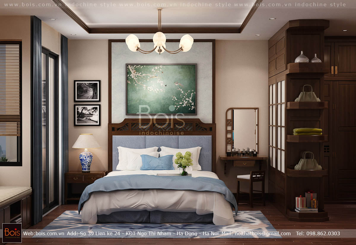 Thiết kế nội thất Biệt Thự tại Hà Nội Nội thất biệt thự Vinhomes Ocean Park phong cách Đông Dương 1584958478 13