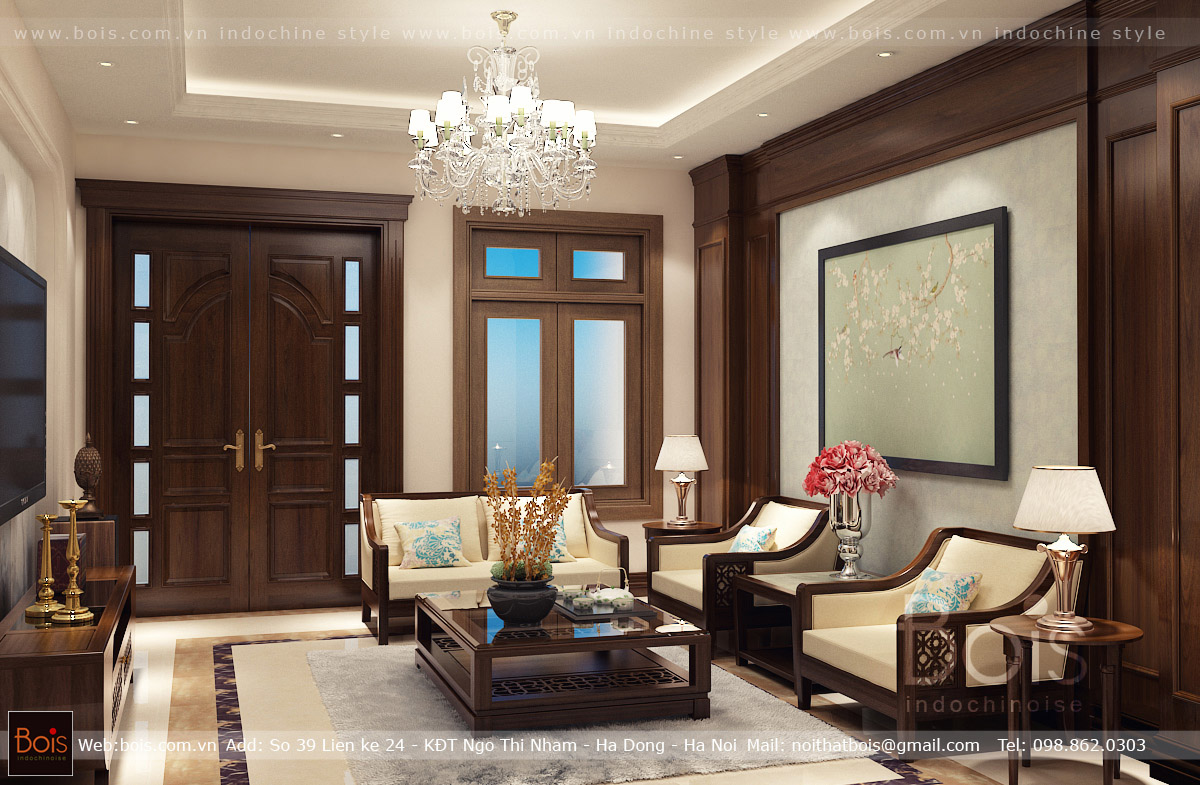 Thiết kế nội thất Biệt Thự tại Hà Nội Nội thất biệt thự Vinhomes Ocean Park phong cách Đông Dương 1584958478 8