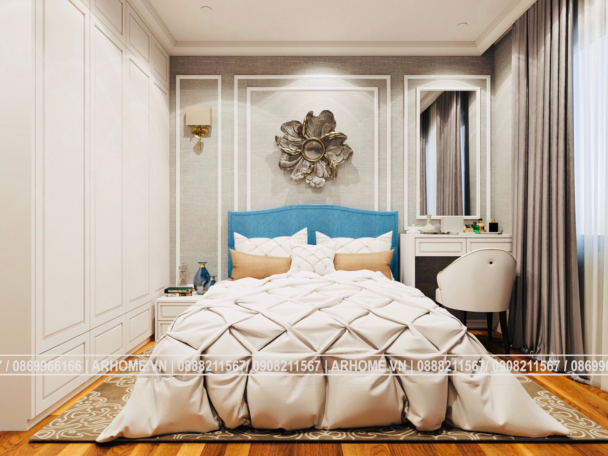 Thiết kế nội thất Chung Cư tại Hà Nội Đẹp xuất sắc với thiết kế nội thất căn hộ 2 phòng ngủ CT1A, CT1B Iris Garden Tân Cổ Điển 1607763370 2