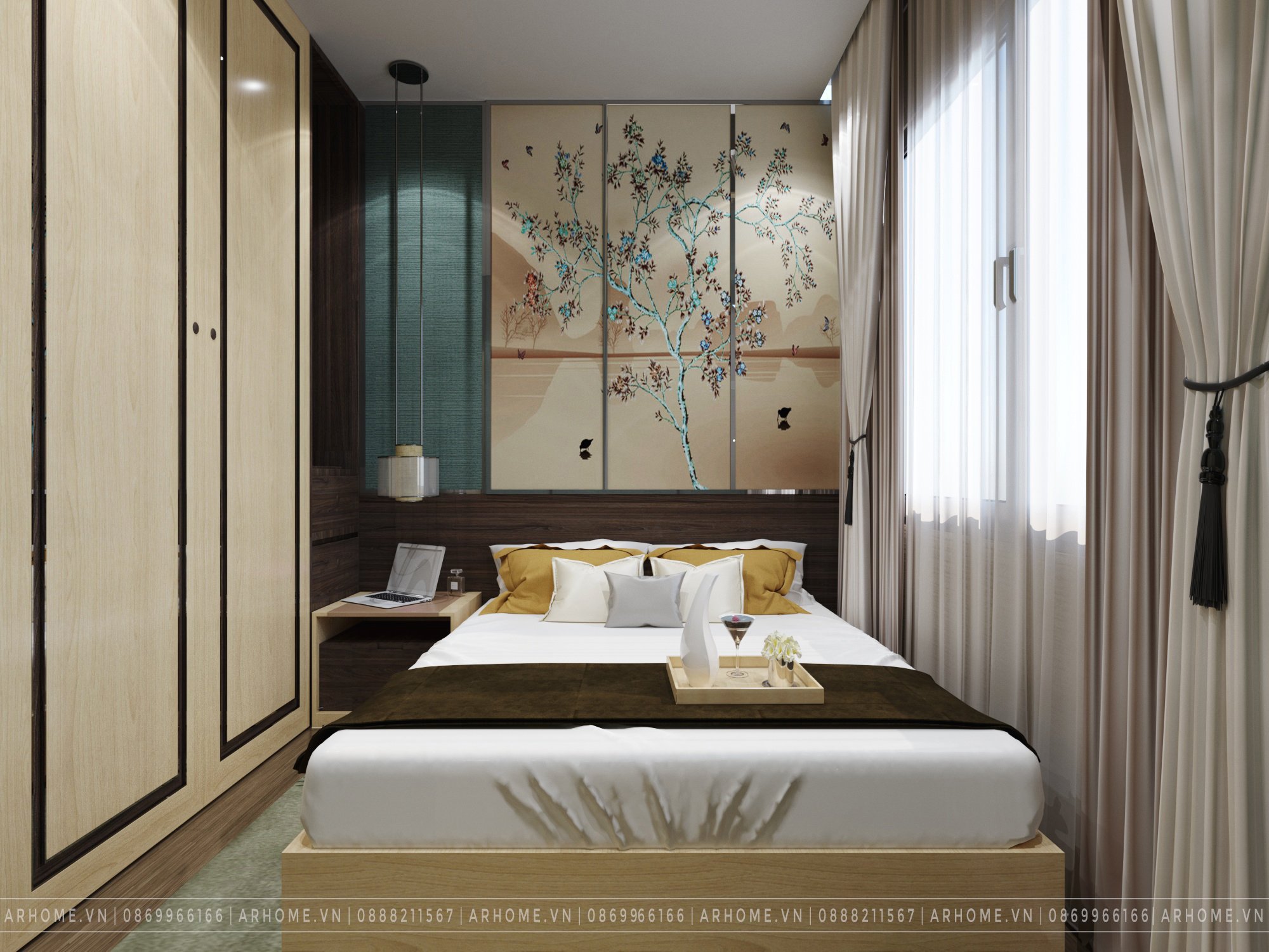 Thiết kế nội thất Chung Cư tại Hà Nội Thiết kế nội thất căn hộ 2 phòng ngủ 55m2 Vinhomes Smart City 1609236483 0
