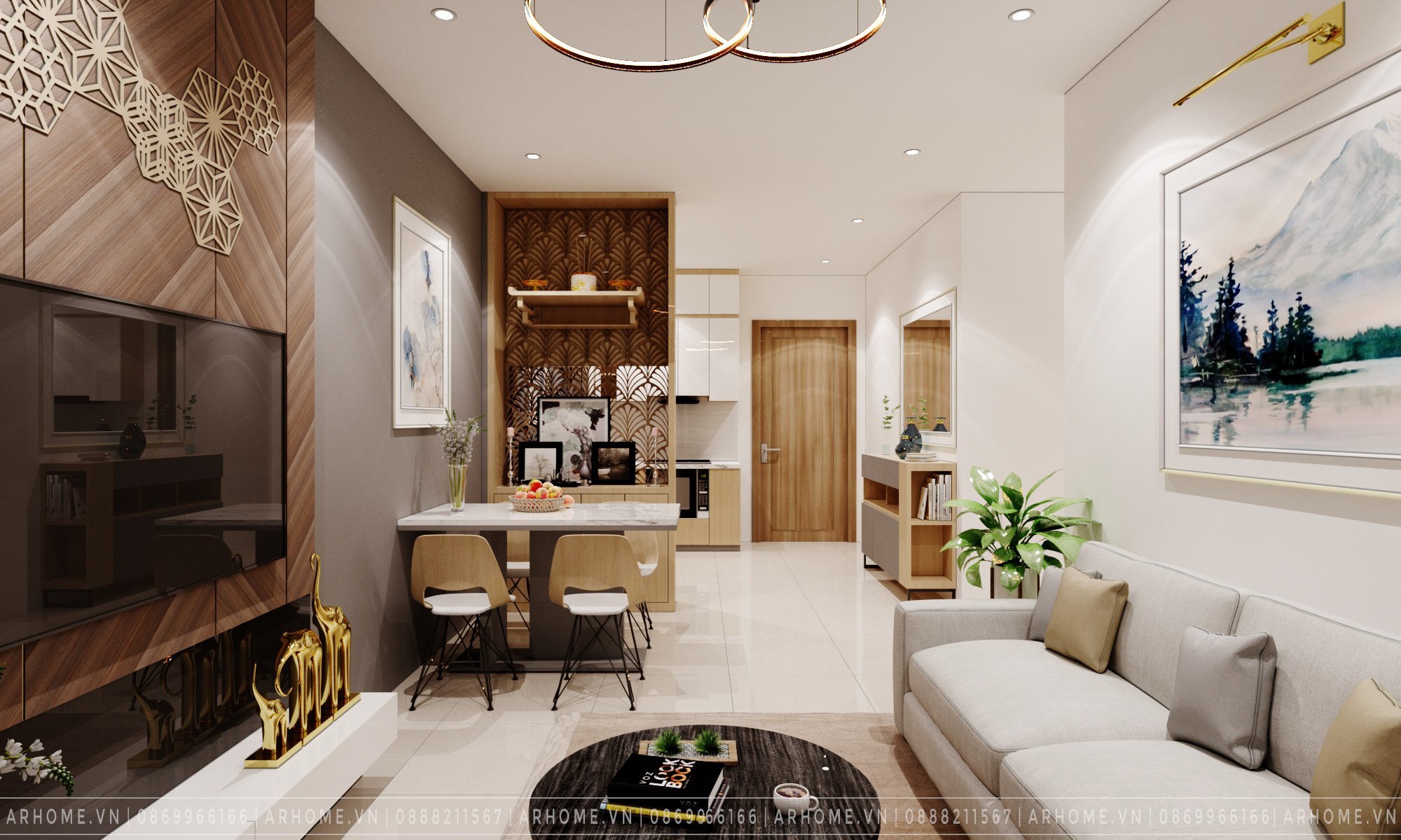 Thiết kế nội thất Chung Cư tại Hà Nội Thiết kế nội thất căn hộ 2 phòng ngủ 55m2 Vinhomes Smart City 1609236483 2