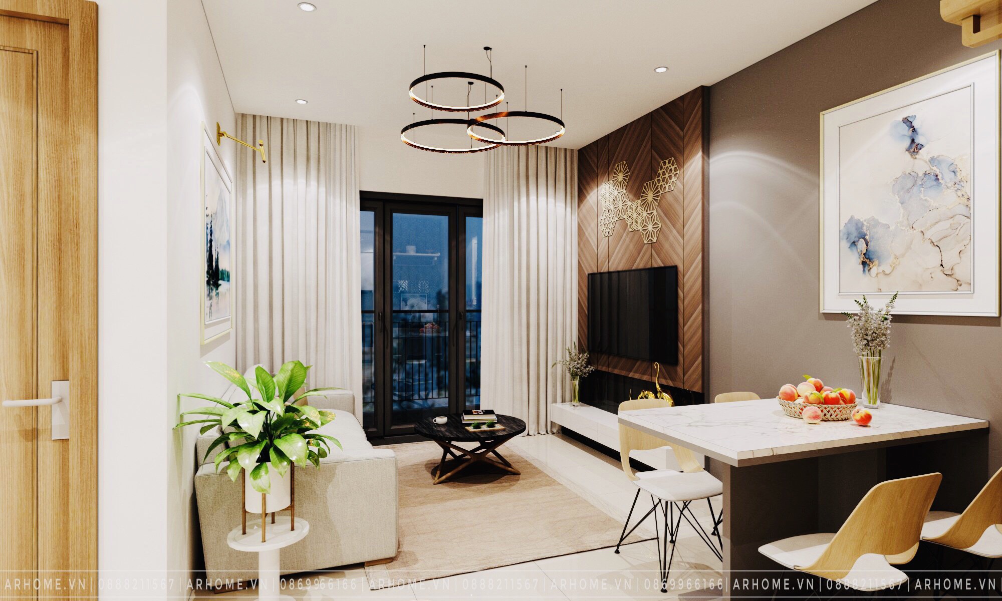 Thiết kế nội thất Chung Cư tại Hà Nội Thiết kế nội thất căn hộ 2 phòng ngủ 55m2 Vinhomes Smart City 1609236483 5
