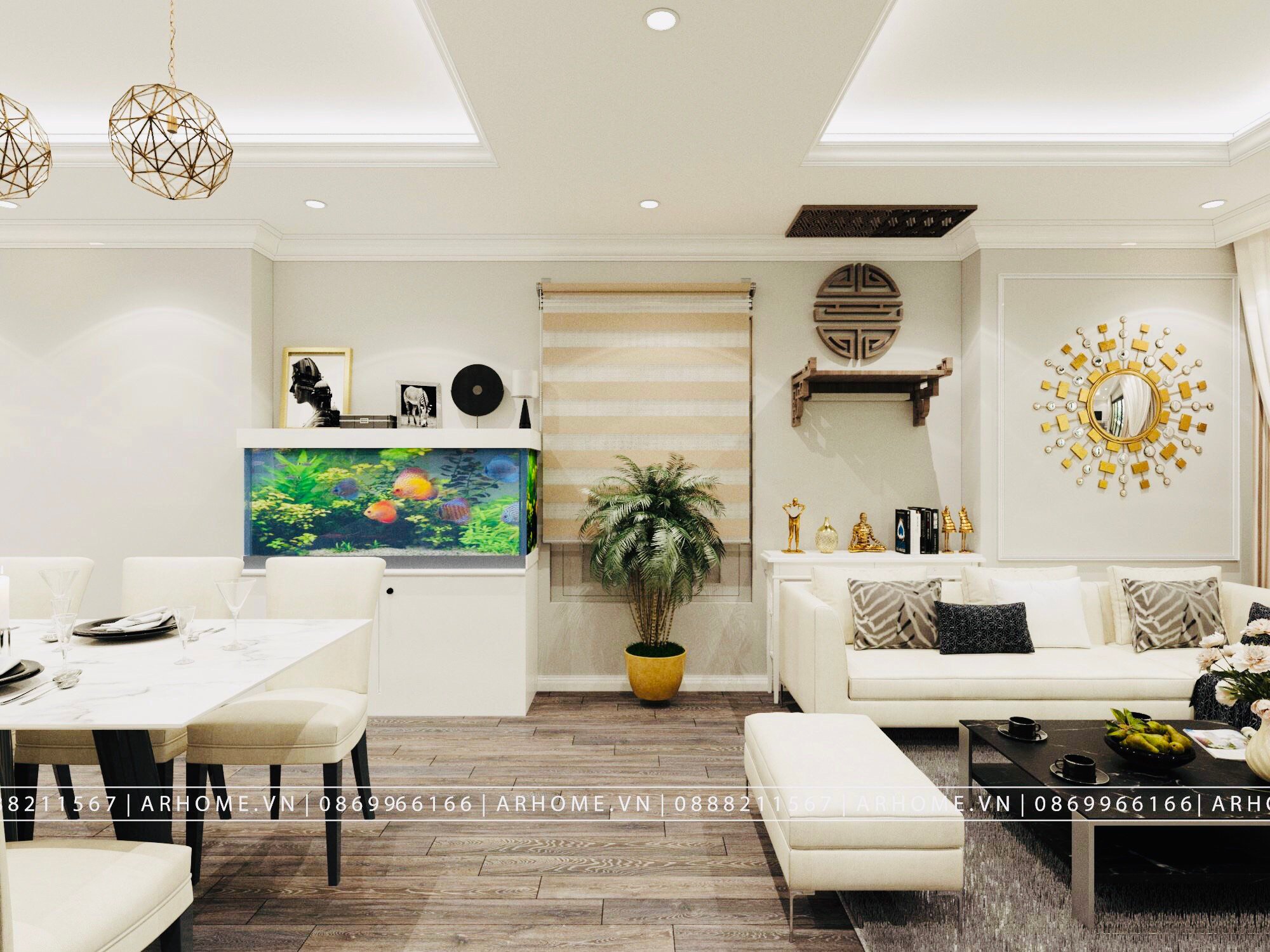 Thiết kế nội thất Chung Cư tại Hà Nội Thiết kế nội thất căn hộ tân cổ điển 96m2 dự án Thăng Long Capital 1602745620 3