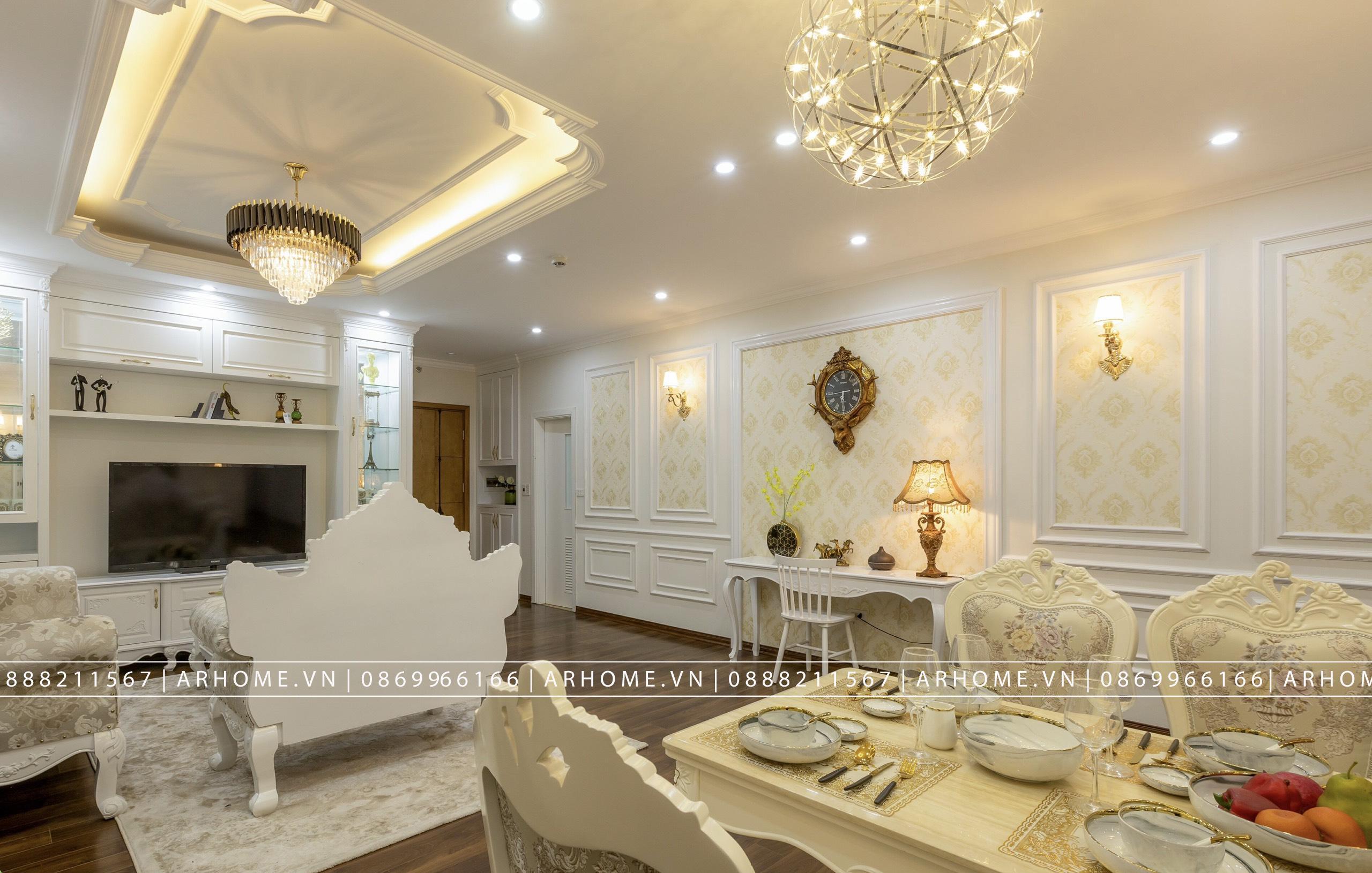 Thiết kế nội thất Chung Cư tại Hà Nội Thực tế thi công nội thất tân cổ điển căn hộ Vinhomes 1604997926 3