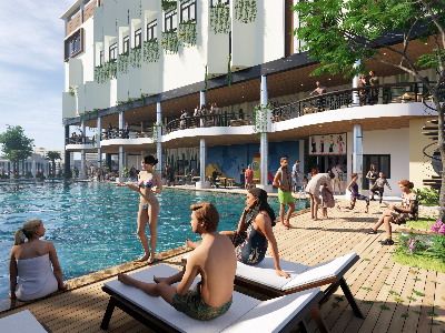 Thiết kế Cafe tại Bình Thuận Khu dịch vụ coffee, vui chơi giải trí, Golf 3D kết hợp hồ bơi Tp. Phan Thiết, tỉnh Bình Thuận