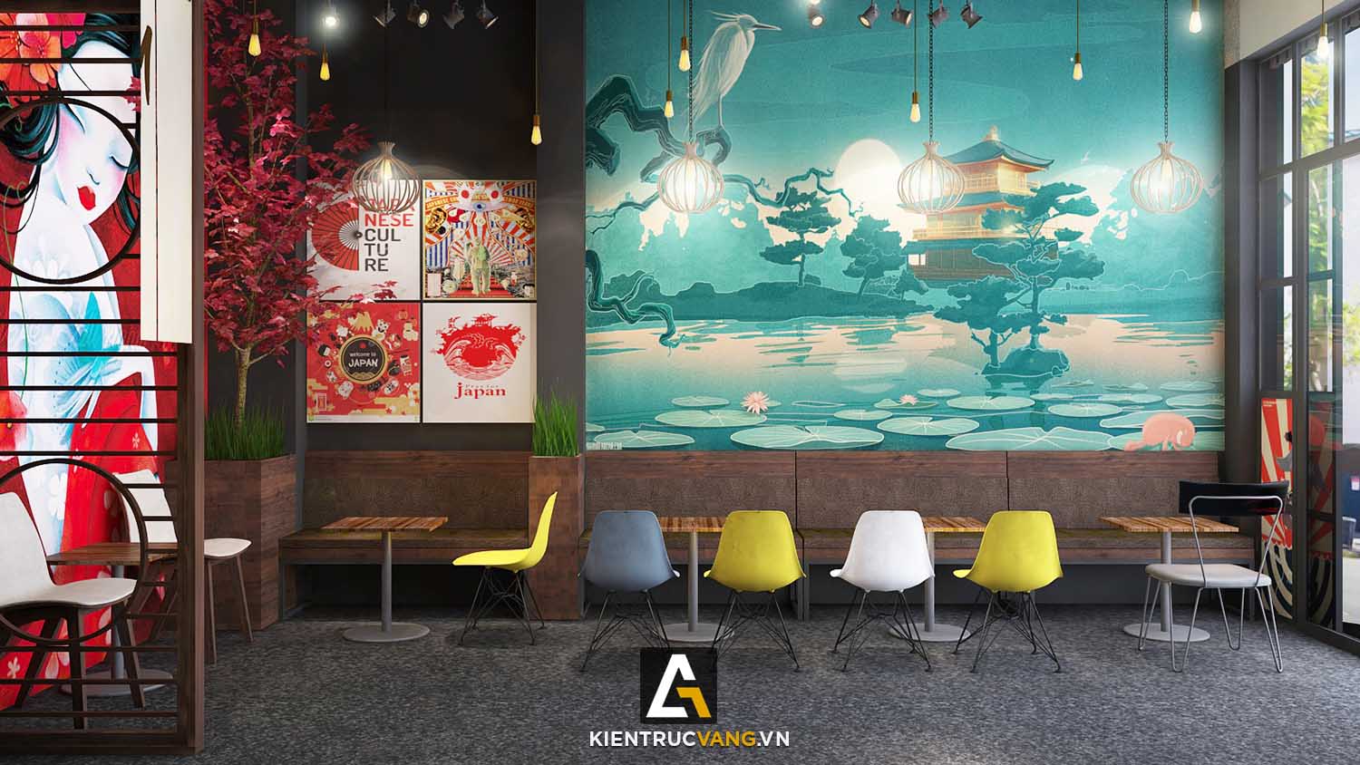 Thiết kế nội thất Cafe tại Hà Nội Thiết Kế Quán Trà Sữa Goky, Chi Nhánh Hàng Cót 1617414090 0