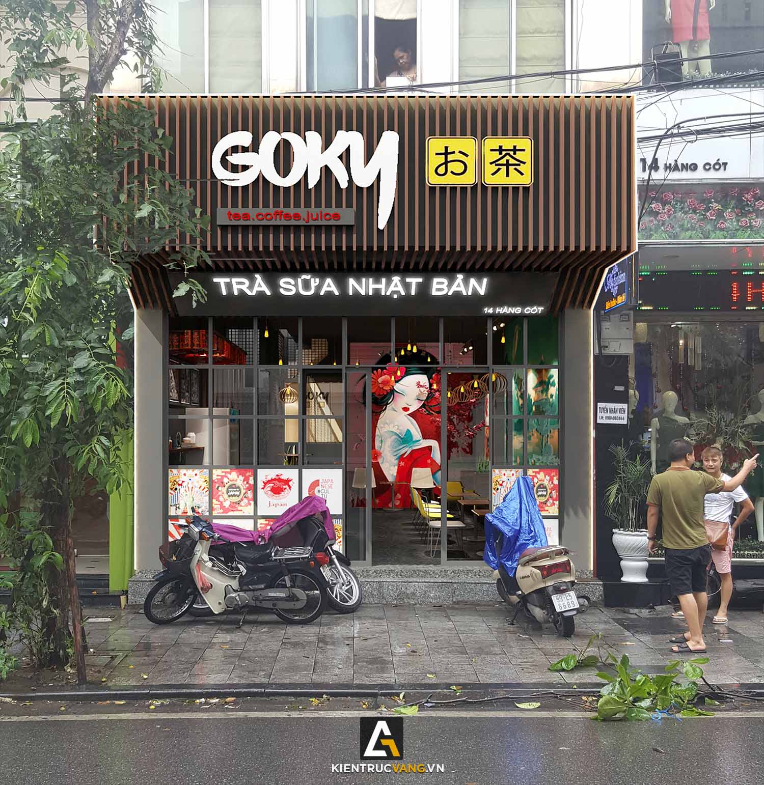 Thiết kế nội thất Cafe tại Hà Nội Thiết Kế Quán Trà Sữa Goky, Chi Nhánh Hàng Cót 1617414090 1