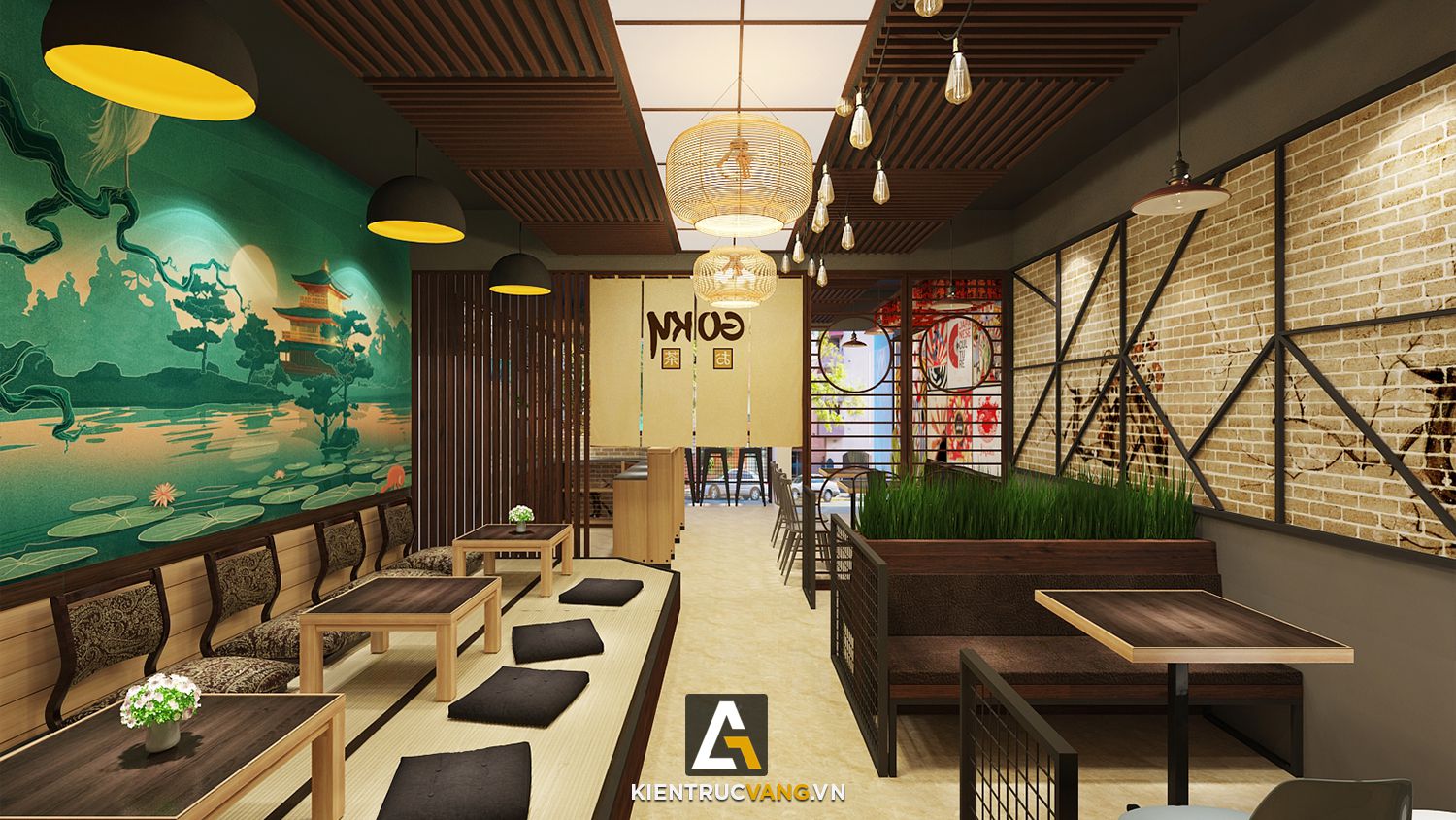 Thiết kế nội thất Cafe tại Hà Nội Thiết Kế Quán Trà Sữa Goky, Chi Nhánh Hàng Cót 1617414090 5