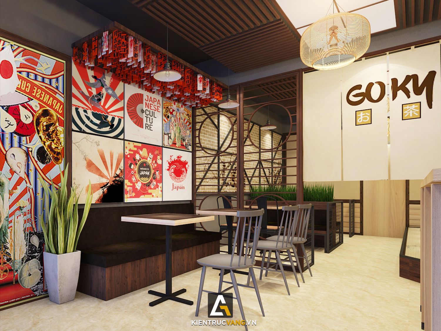 Thiết kế nội thất Cafe tại Hà Nội Thiết kế quán trà sữa Goky, chi nhánh Trung Kính 1616668923 4
