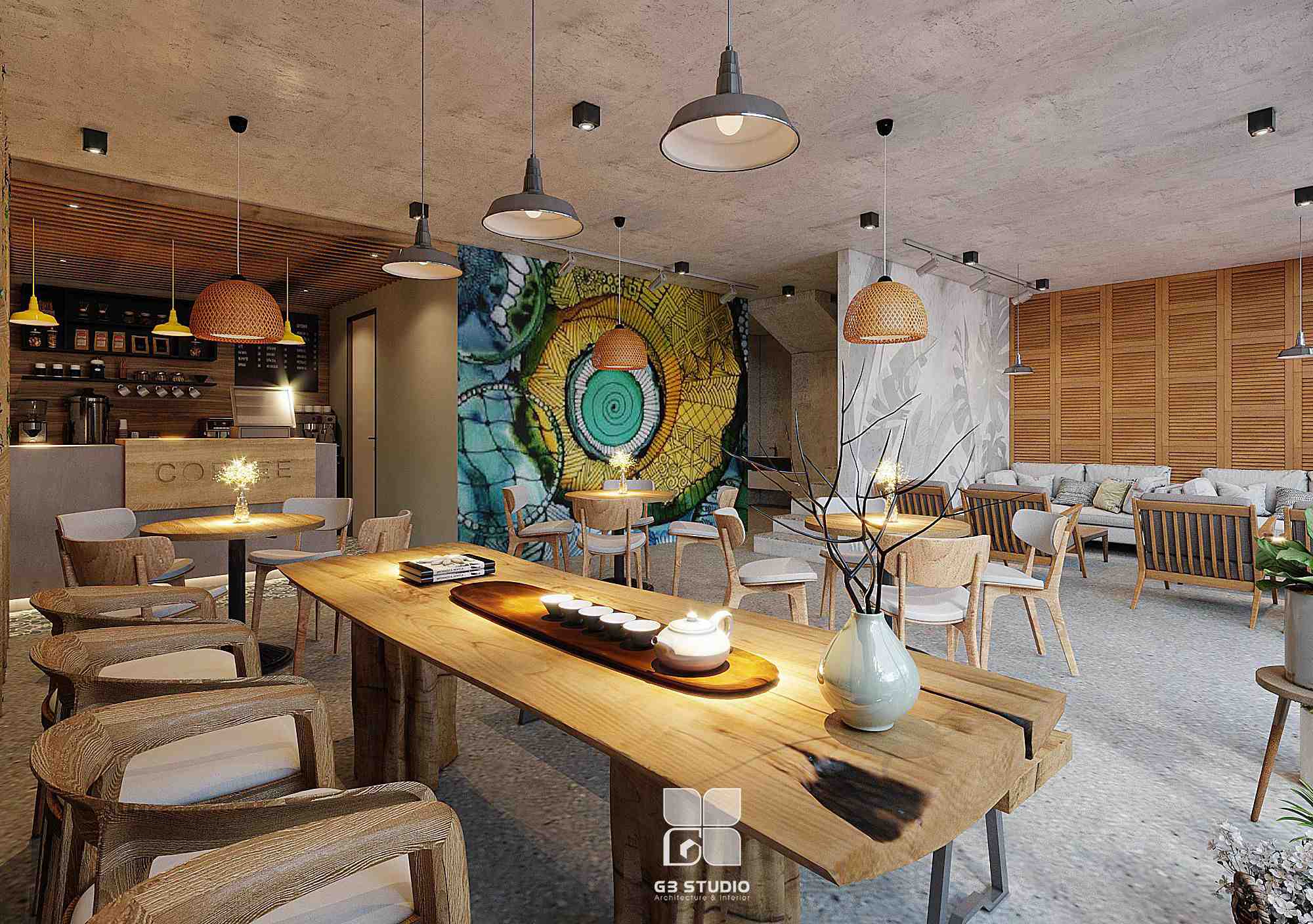 Thiết kế nội thất Cafe tại Thái Nguyên Cafe Góc Xóm 1596099640 6