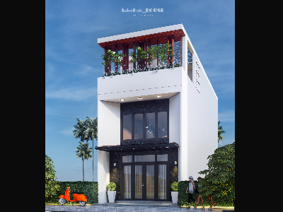 Thiết kế Nhà Mặt Phố tại Thanh Hóa Nhà ở kết hợp Salon Tóc_Thanh Hóa