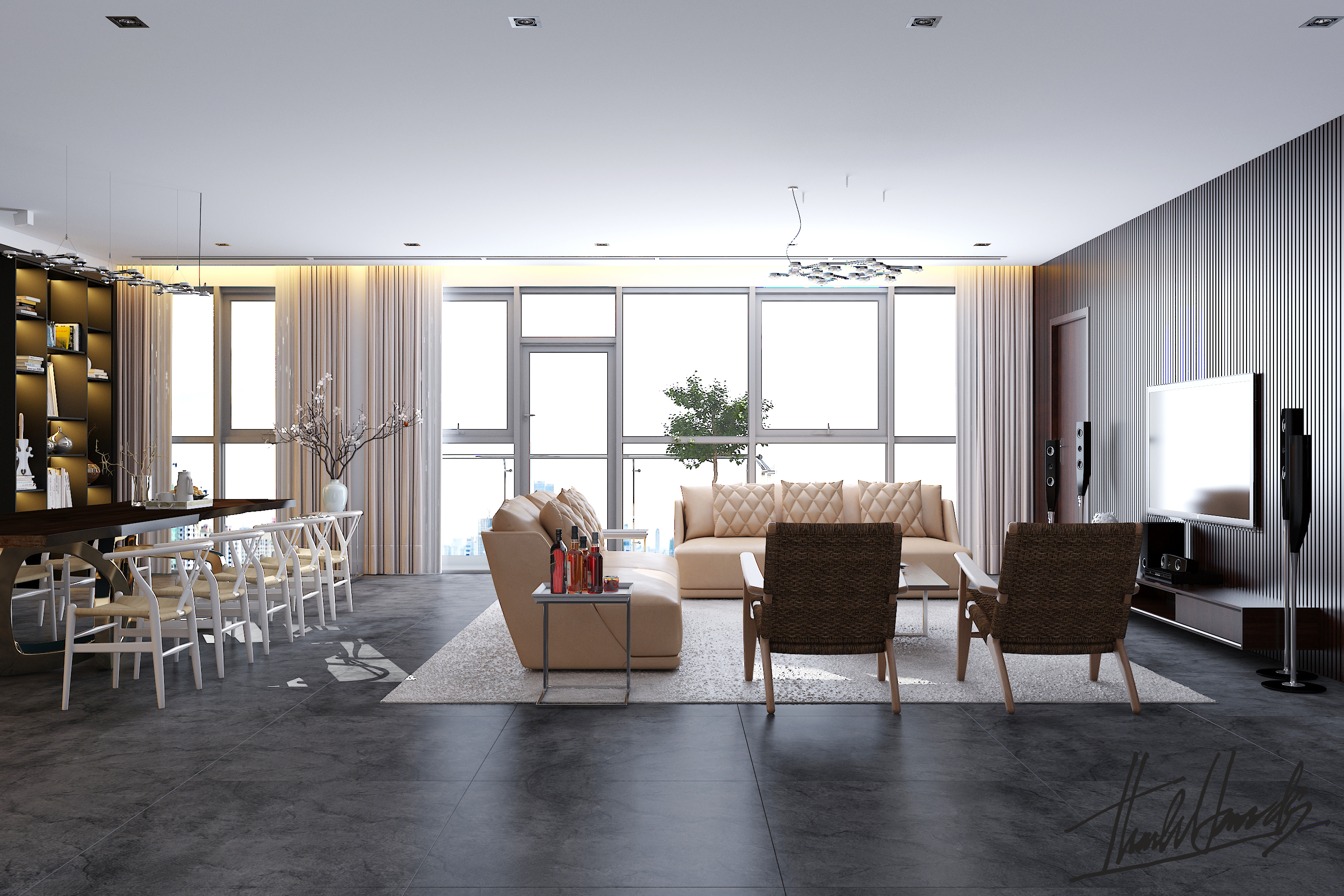thiết kế nội thất chung cư tại Hà Nội penthouse - thăng long N01 10 1568081733