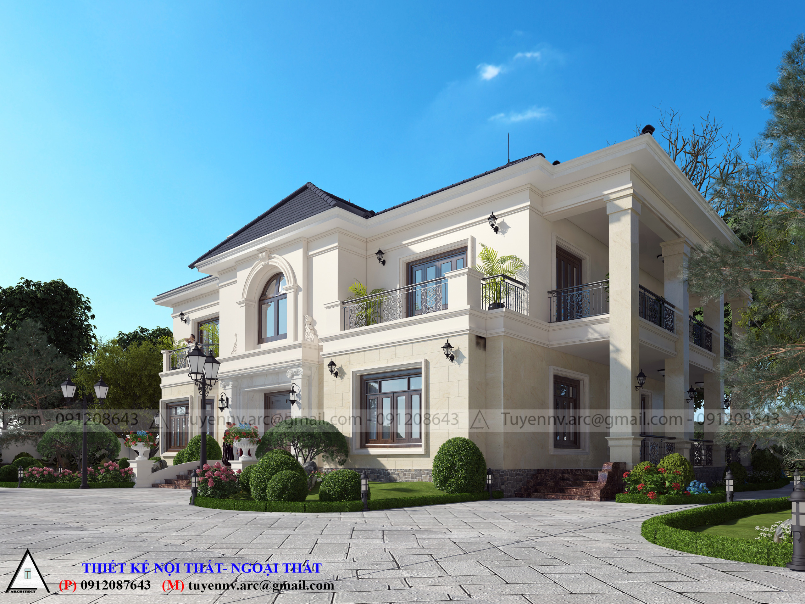 thiết kế Biệt Thự 2 tầng tại Vĩnh Phúc Biệt thư sân vườn 2 tầng 6 1549857983
