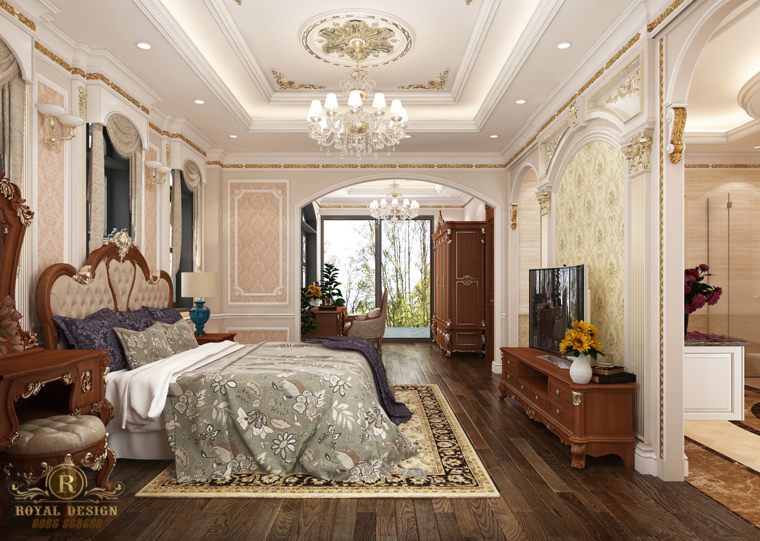 thiết kế nội thất Biệt Thự tại Vĩnh Phúc nội thất phòng ngủ tân cổ điển 2 1549777877