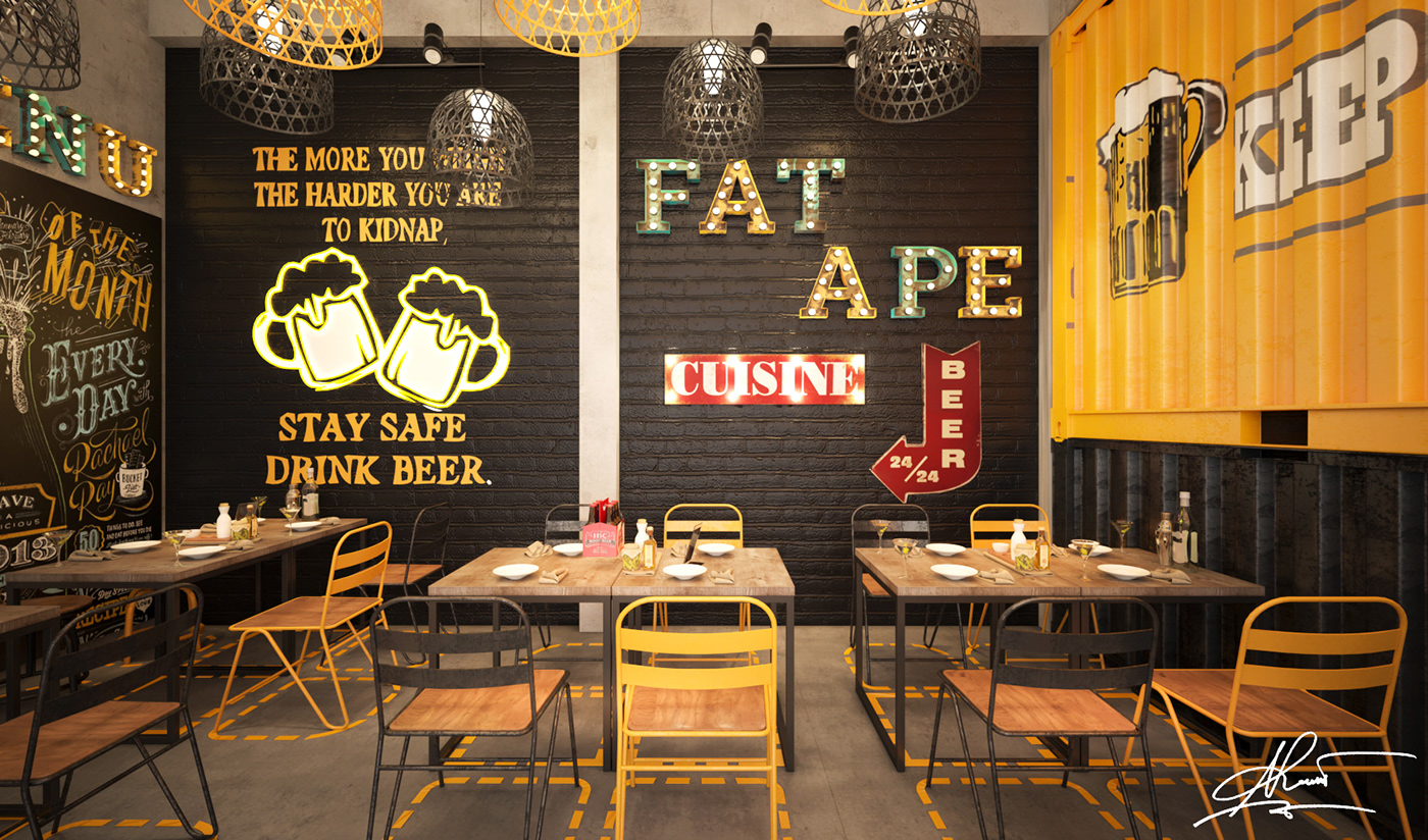 thiết kế nội thất Cafe tại Hồ Chí Minh Thiết kế nội thất FAT APE - Restaurant 1 1538451549