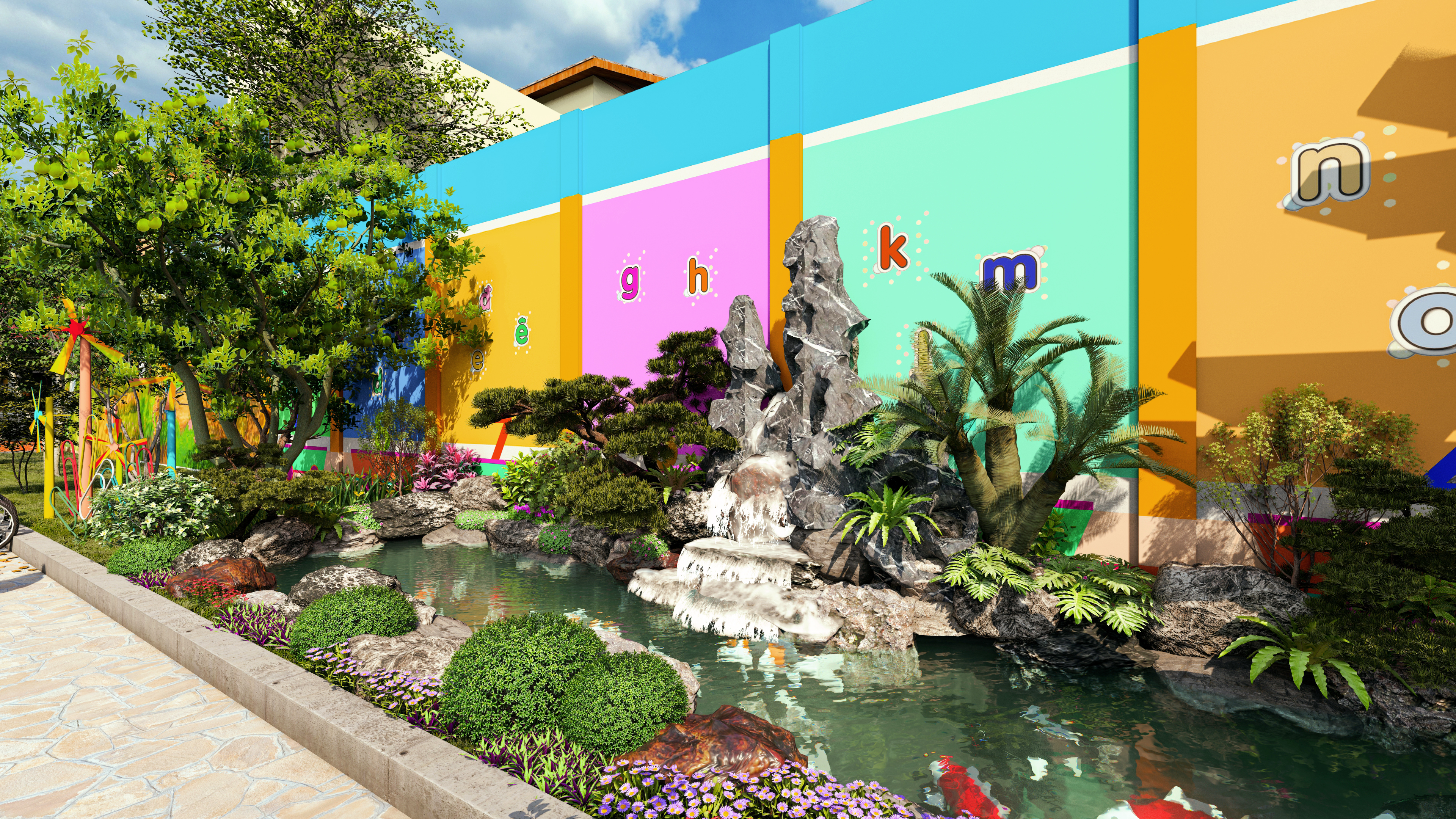 Thiết kế Công Trình Công Cộng tại Đắk Lắk Thiết kế cảnh quan hồ cá Koi trường mầm non Sài Gòn - Đắk Lắk 1635957102 4