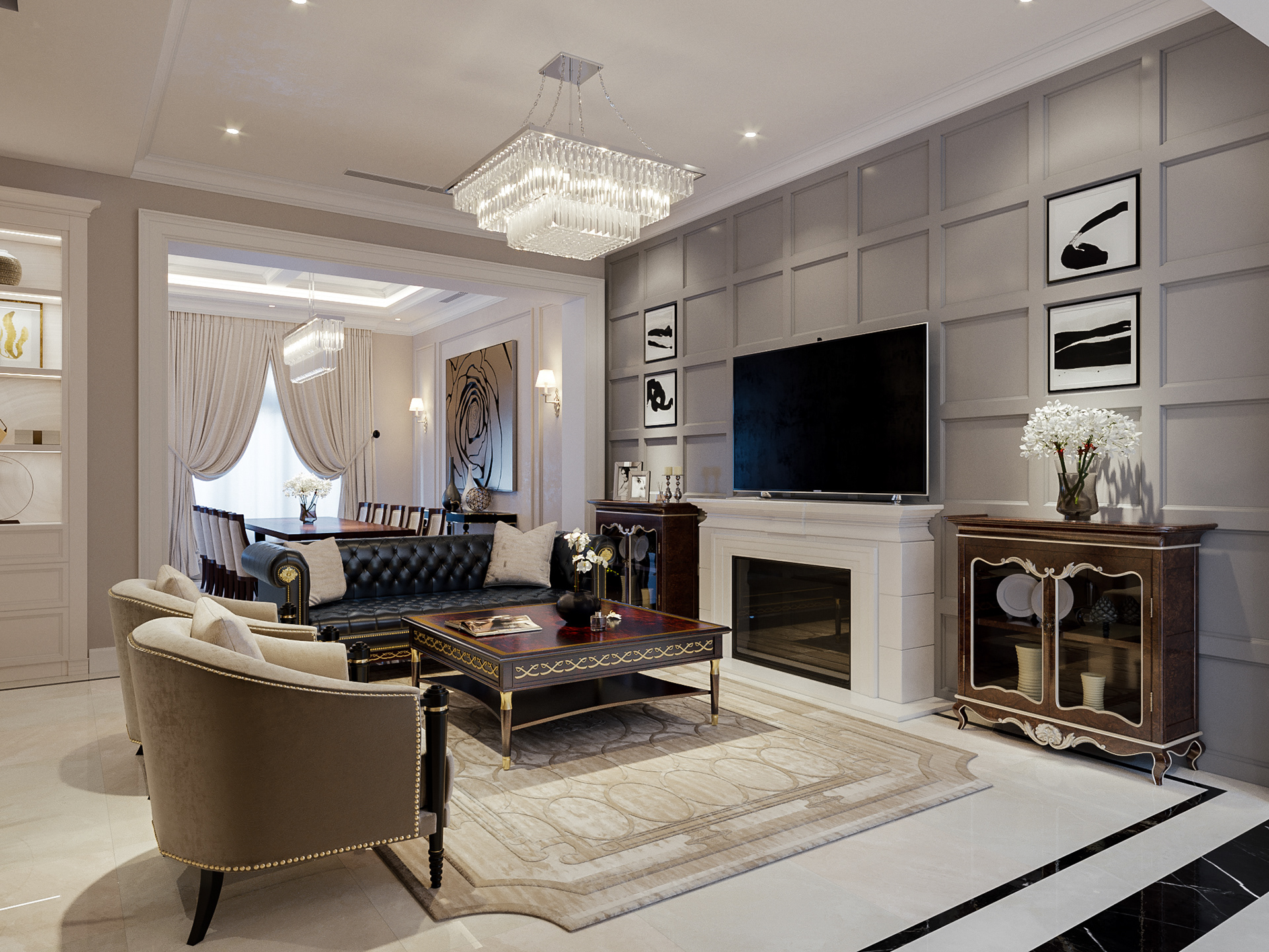 thiết kế nội thất chung cư tại Hà Nội CĂN HỘ TÂN CỔ ĐIỂN SANG TRỌNG VINHOME RIVERSIDE 2 1533269361