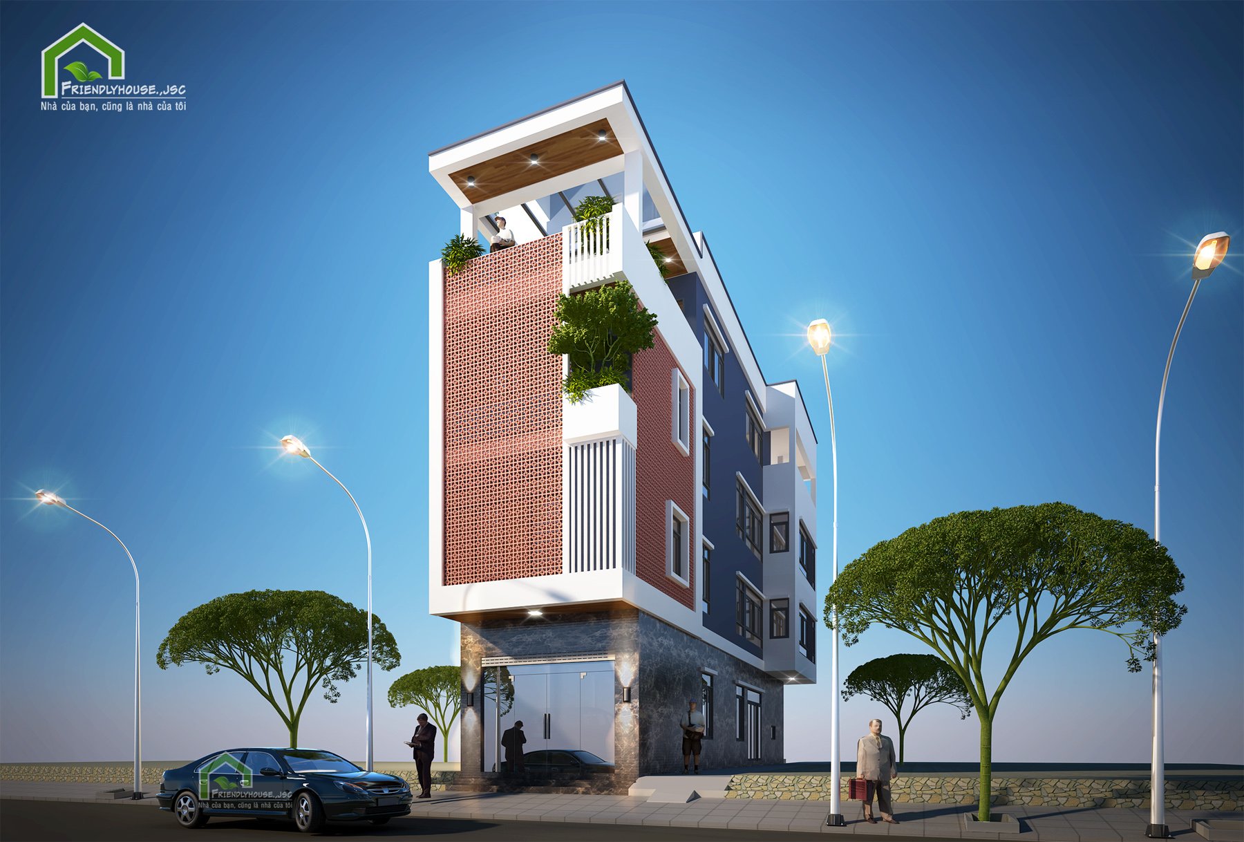 thiết kế Nhà Mặt Phố 4 tầng tại Lạng Sơn Nhà phố hiện đại 4,5 x 18m 2 1564390251